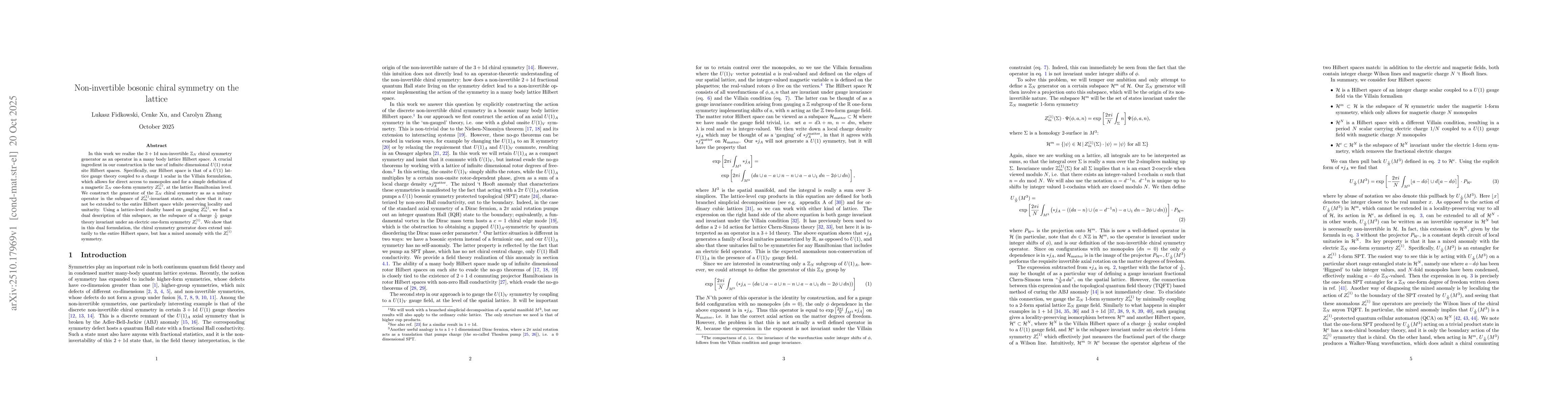 Thumbnail for Non-invertible bosonic chiral symmetry on the lattice
