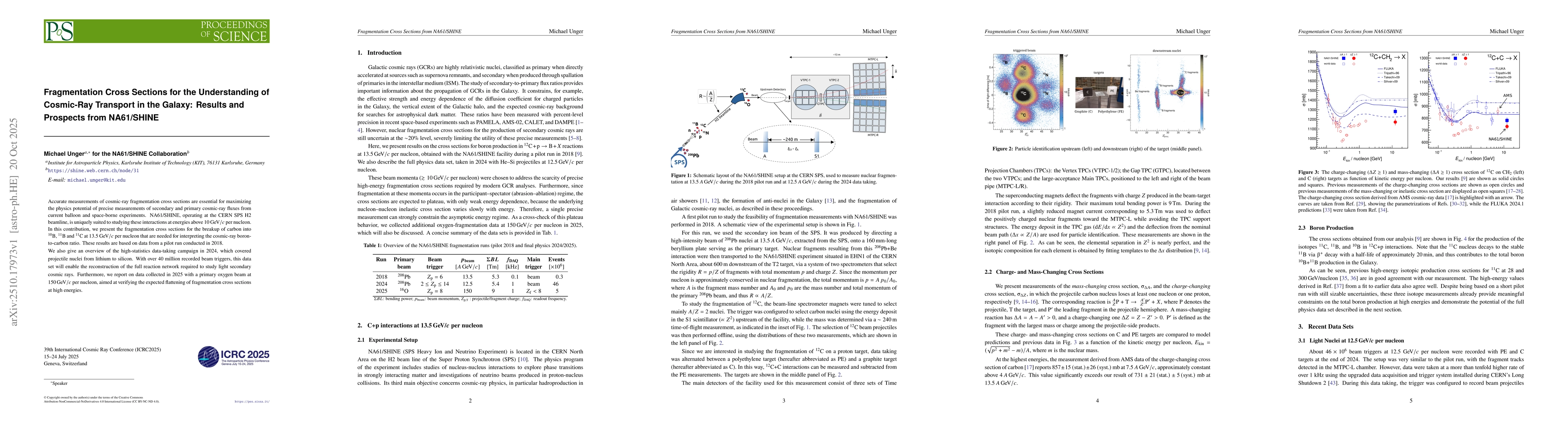 Thumbnail for Fragmentation Cross Sections for the Understanding of Cosmic-Ray
  Transport in the Galaxy: Results and Prospects from NA61/SHINE