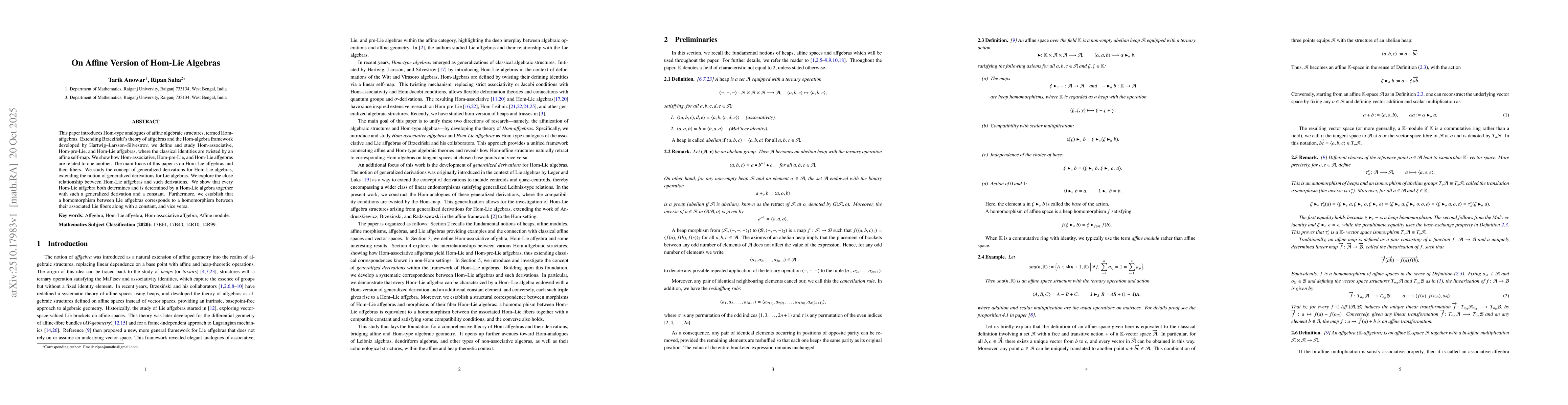 Thumbnail for On Affine Version of Hom-Lie Algebras