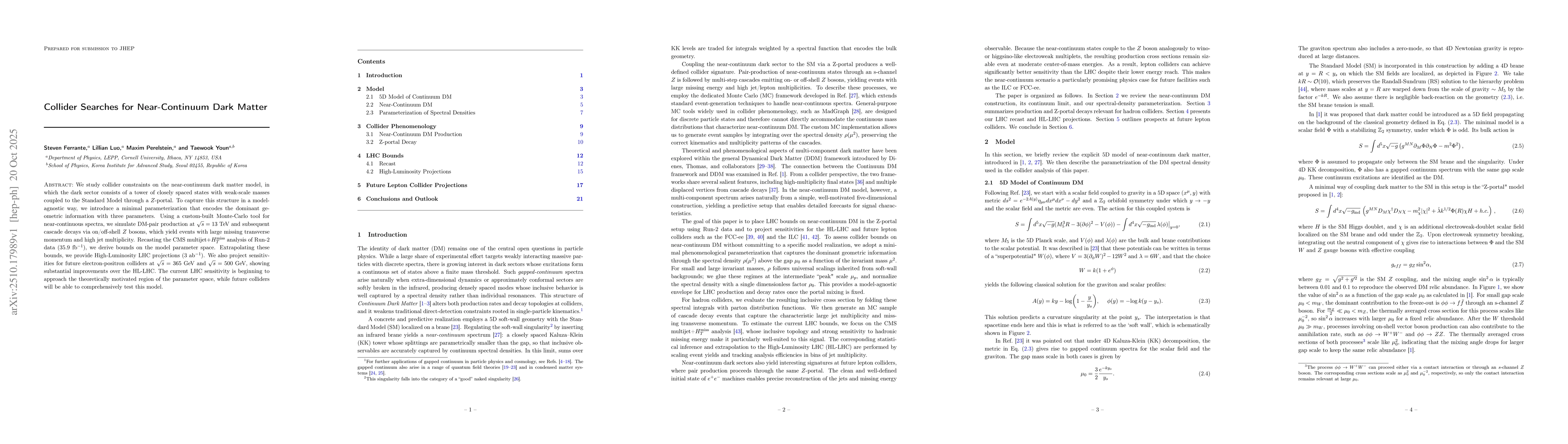 Thumbnail for Collider Searches for Near-Continuum Dark Matter