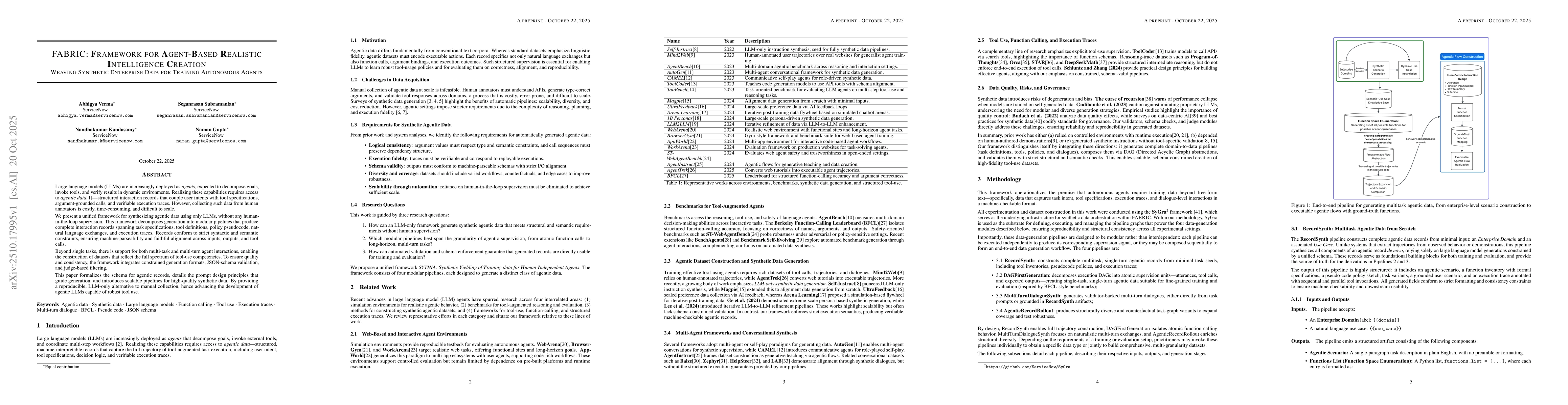 Thumbnail for FABRIC: Framework for Agent-Based Realistic Intelligence Creation