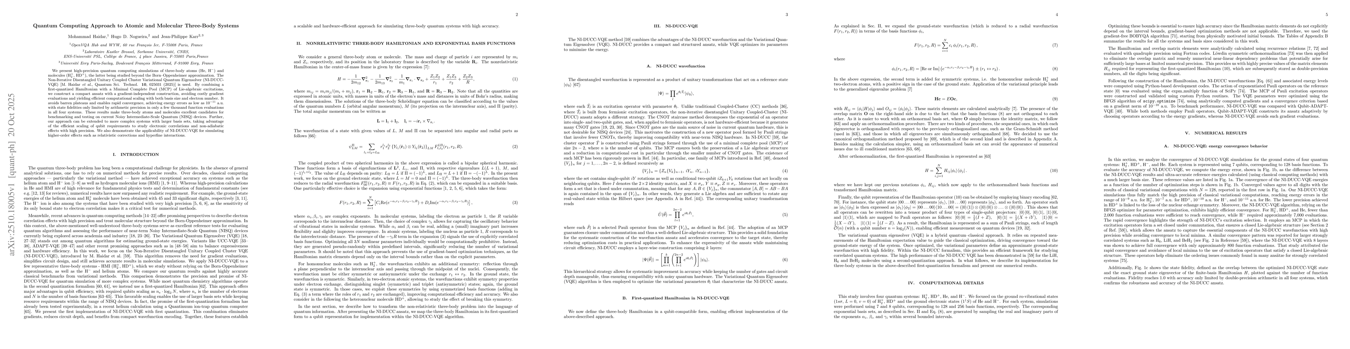 Thumbnail for Quantum Computing Approach to Atomic and Molecular Three-Body Systems