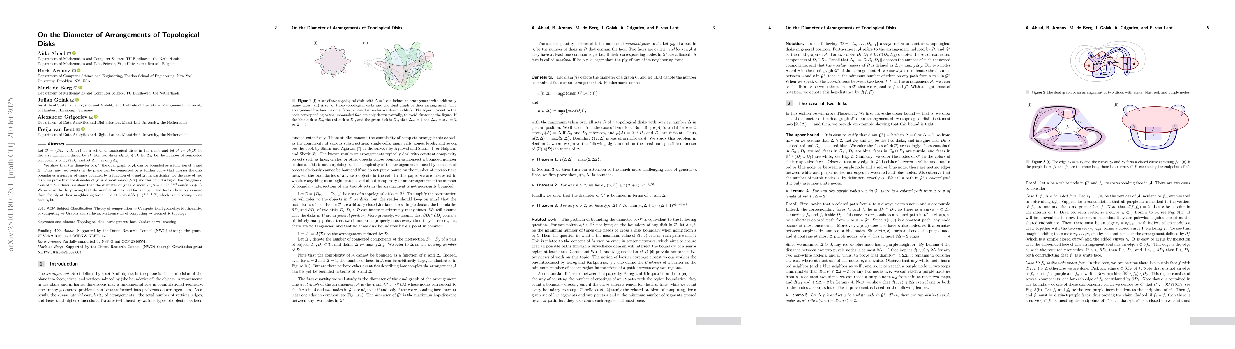 Thumbnail for On the Diameter of Arrangements of Topological Disks