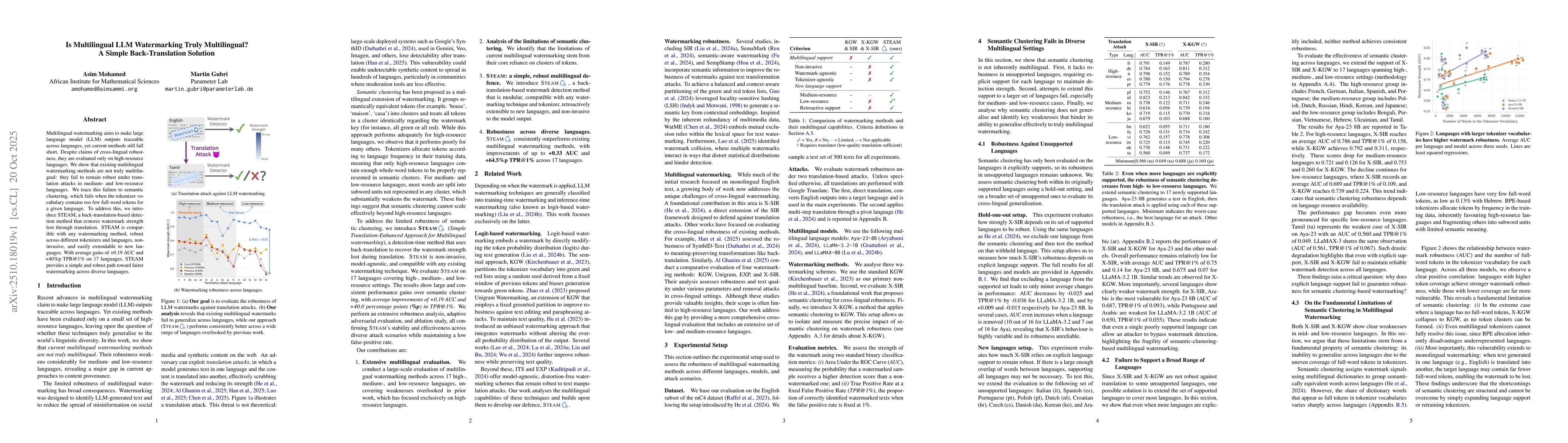 Thumbnail for Is Multilingual LLM Watermarking Truly Multilingual? A Simple
  Back-Translation Solution