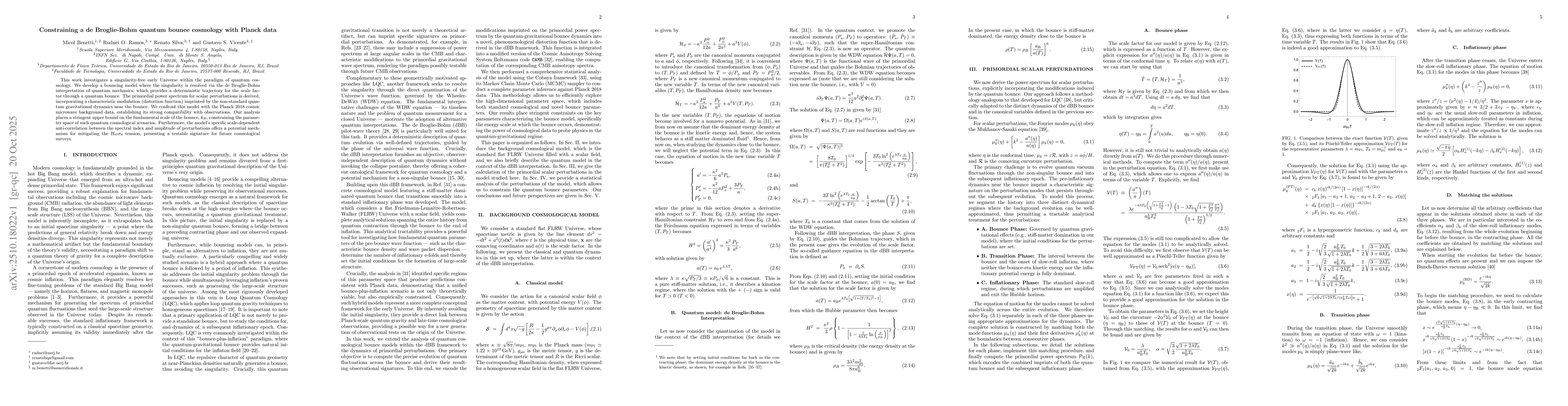 Thumbnail for Constraining a de Broglie-Bohm quantum bounce cosmology with Planck data