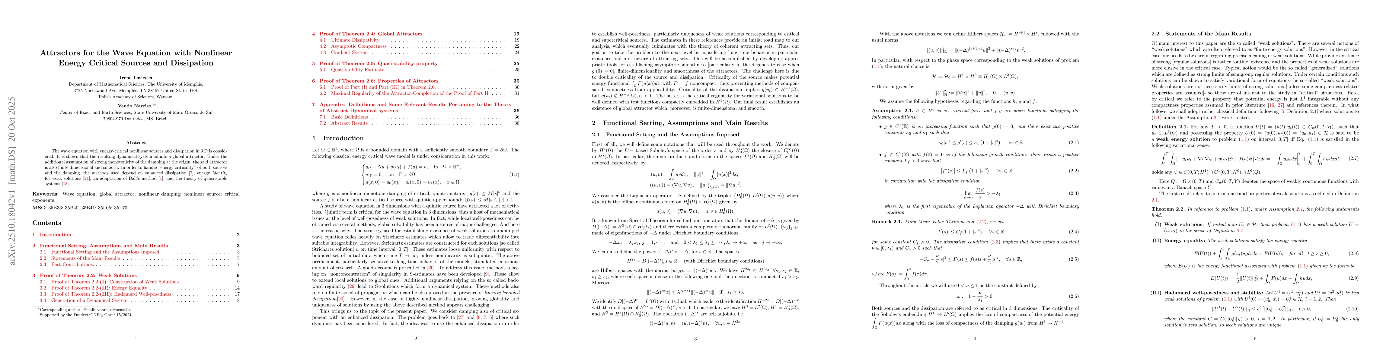 Thumbnail for Attractors for the Wave Equation with Nonlinear Energy Critical Sources
  and Dissipation