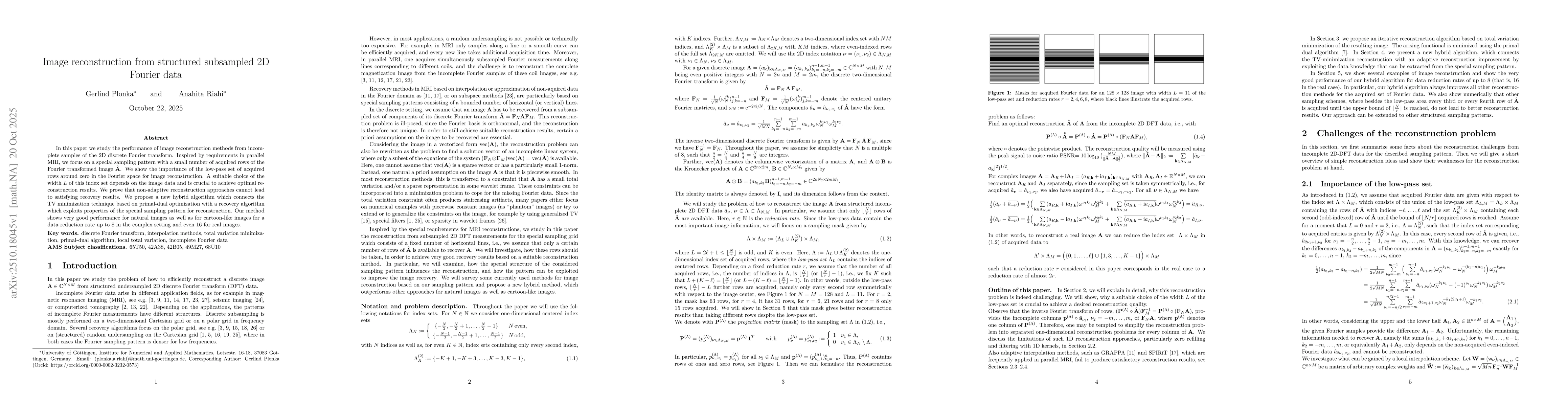 Thumbnail for Image reconstruction from structured subsampled 2D Fourier data