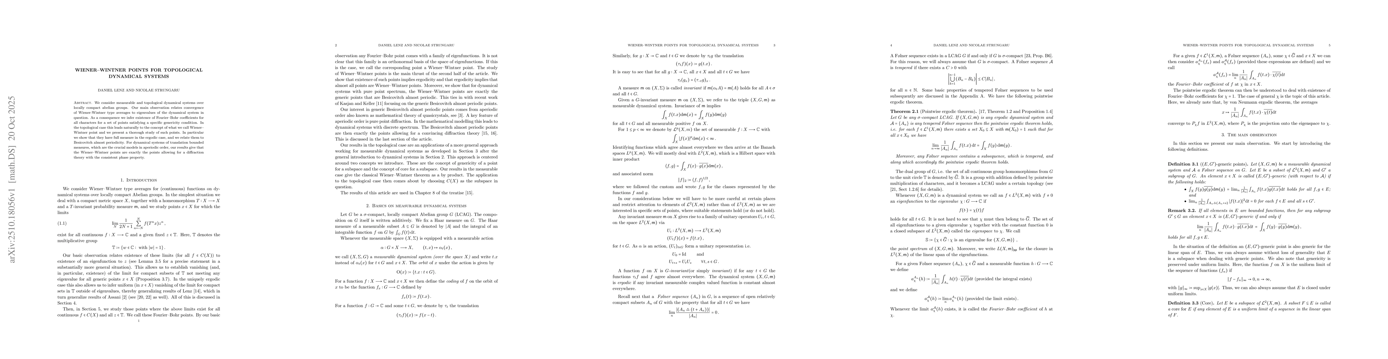 Thumbnail for Wiener--Wintner points for topological dynamical systems