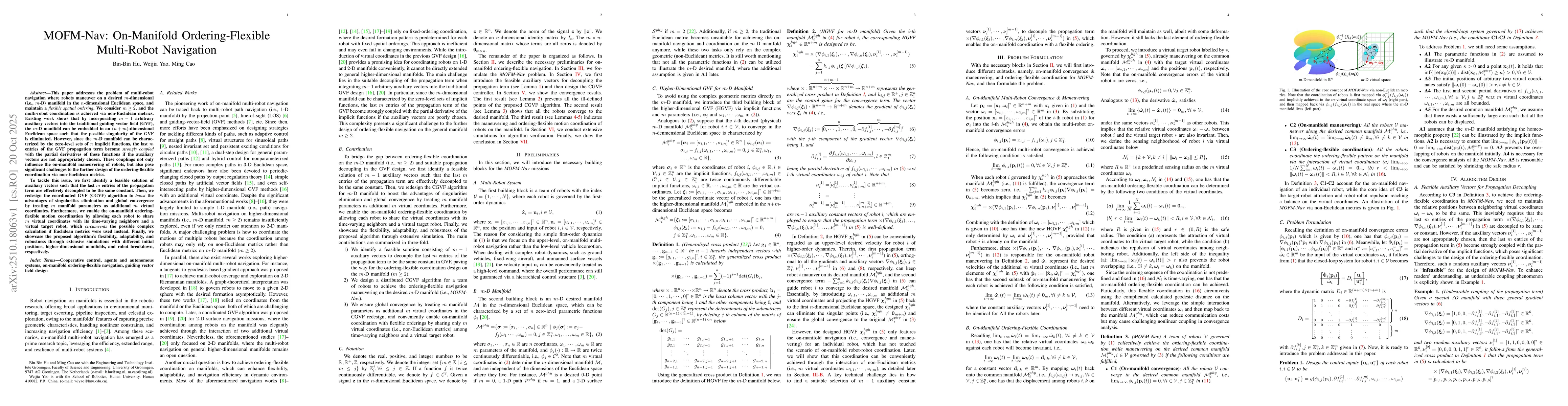 Thumbnail for MOFM-Nav: On-Manifold Ordering-Flexible Multi-Robot Navigation