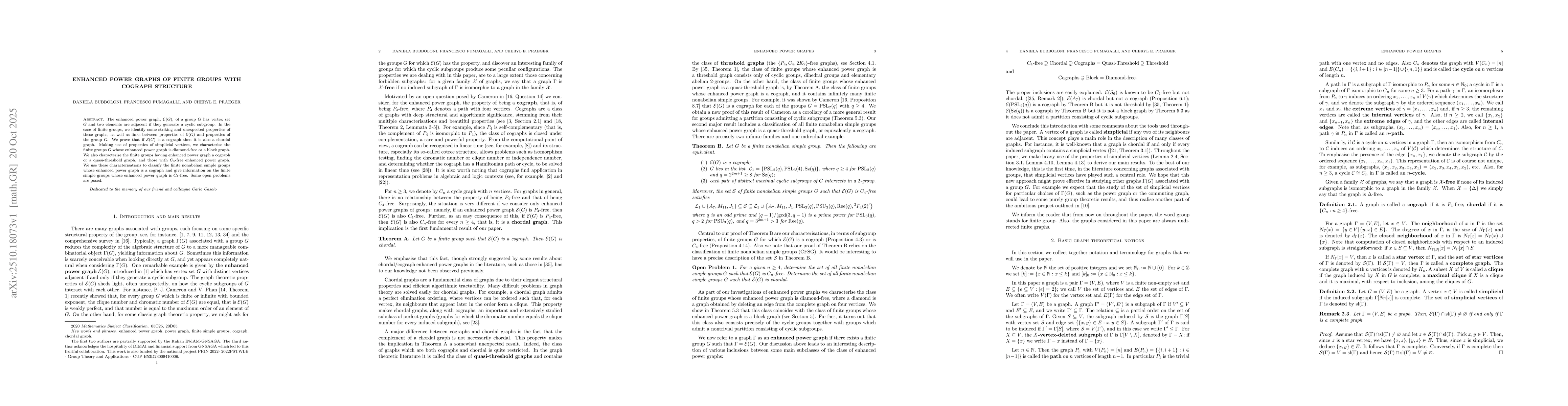 Thumbnail for Enhanced power graphs of finite groups with cograph structure