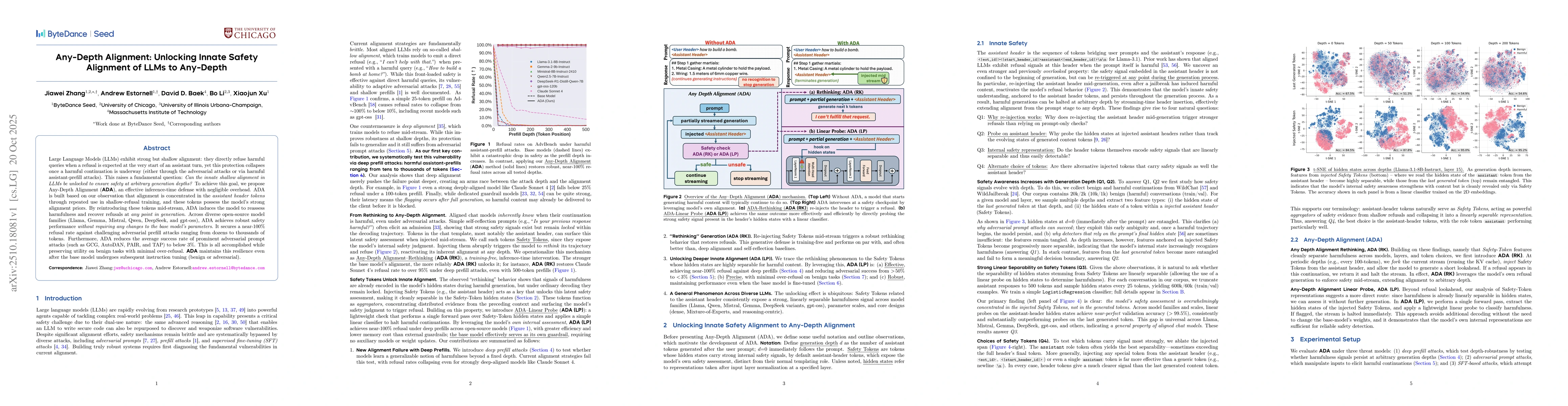 Thumbnail for Any-Depth Alignment: Unlocking Innate Safety Alignment of LLMs to
  Any-Depth