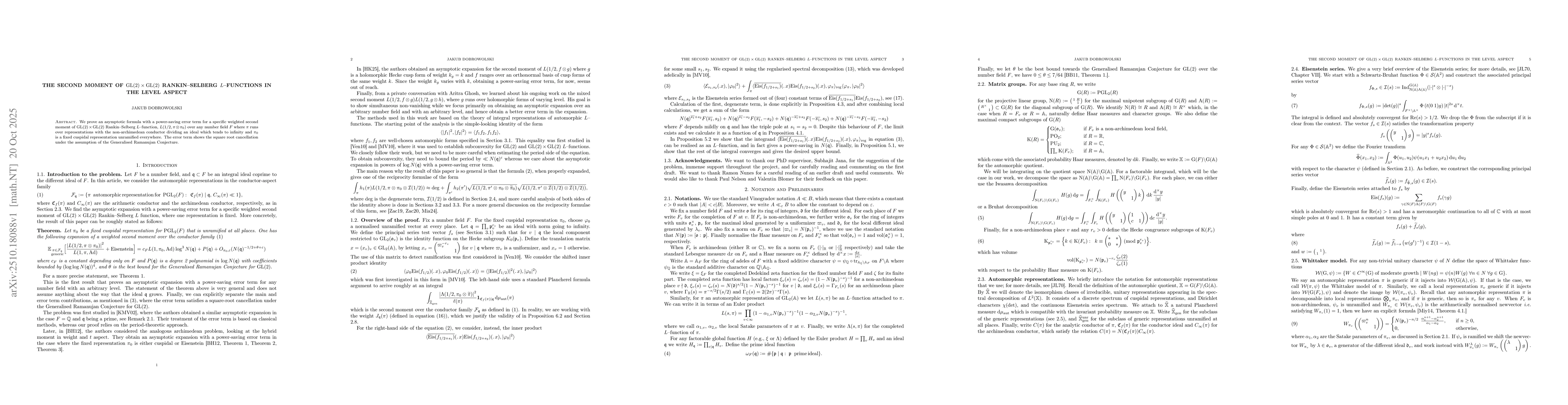 Thumbnail for The second moment of $\mathrm{GL}(2)\times \mathrm{GL}(2)$
  Rankin-Selberg $L$-functions in the level aspect