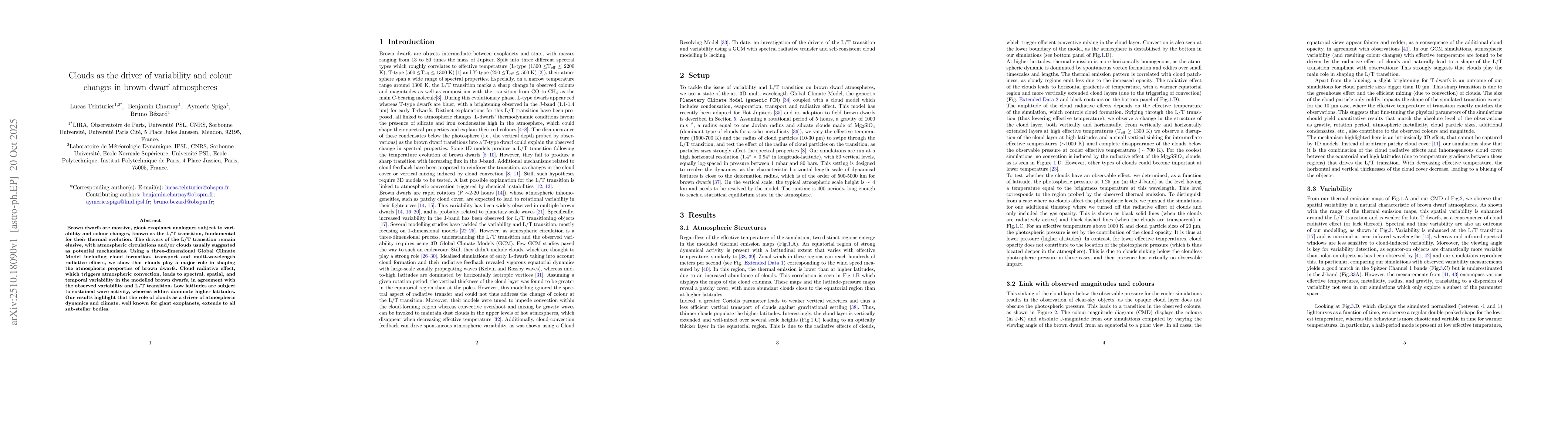 Thumbnail for Clouds as the driver of variability and colour changes in brown dwarf
  atmospheres