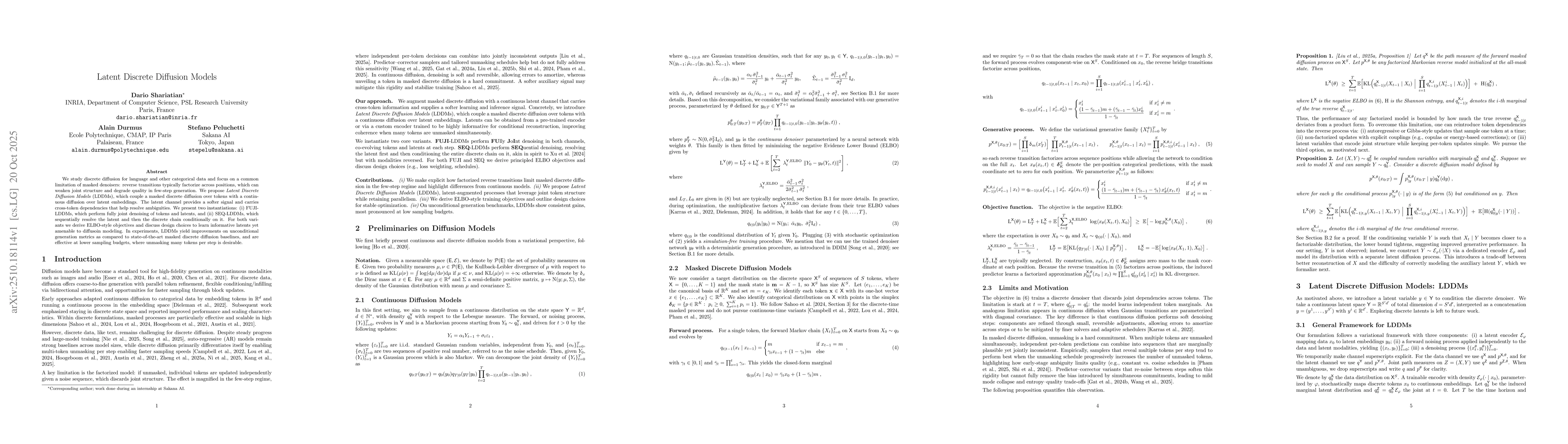 Thumbnail for Latent Discrete Diffusion Models