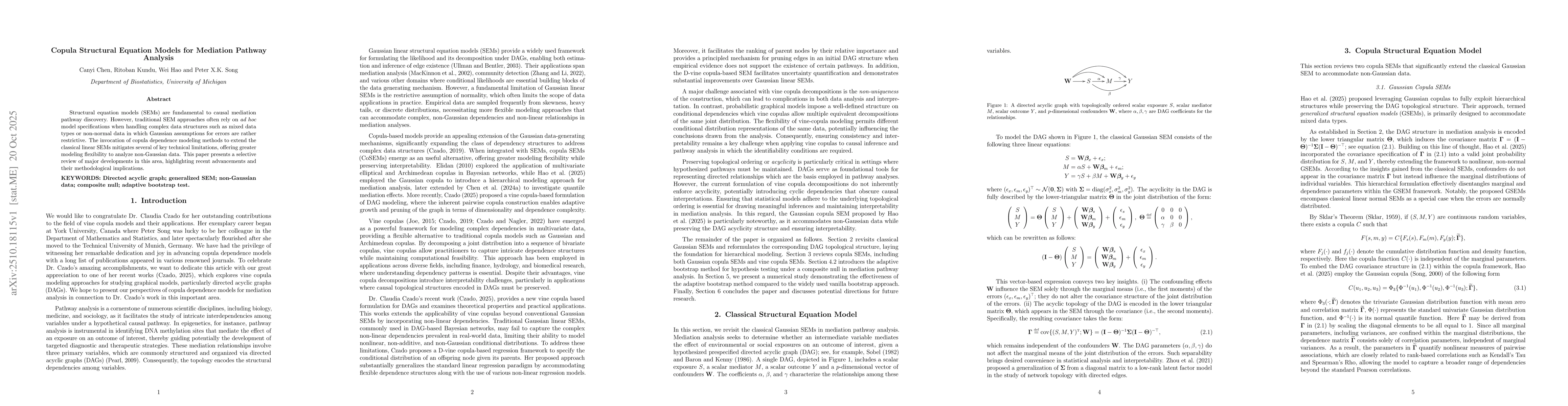Thumbnail for Copula Structural Equation Models for Mediation Pathway Analysis
