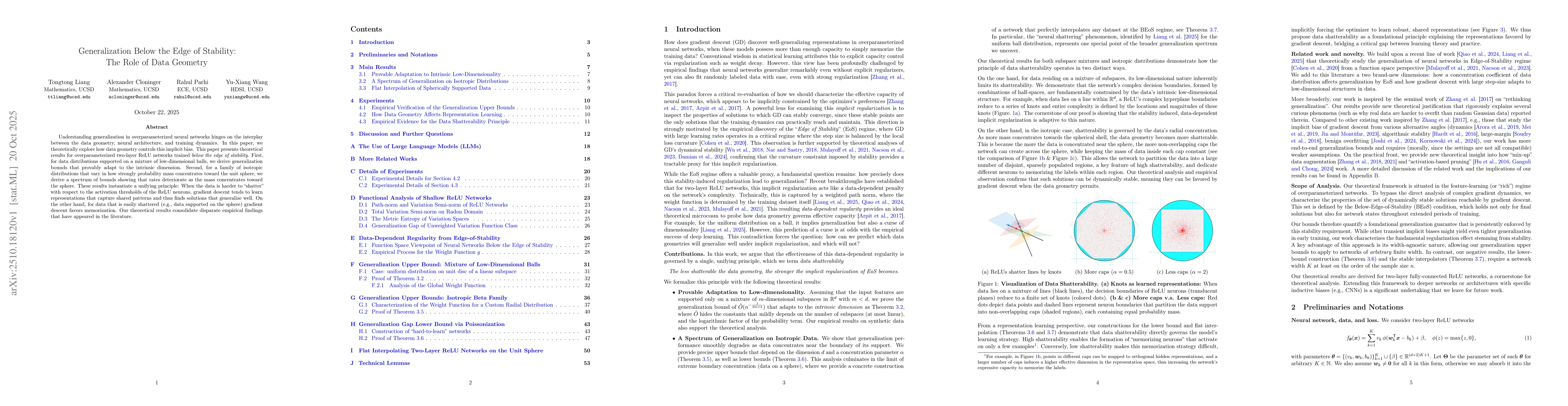 Thumbnail for Generalization Below the Edge of Stability: The Role of Data Geometry