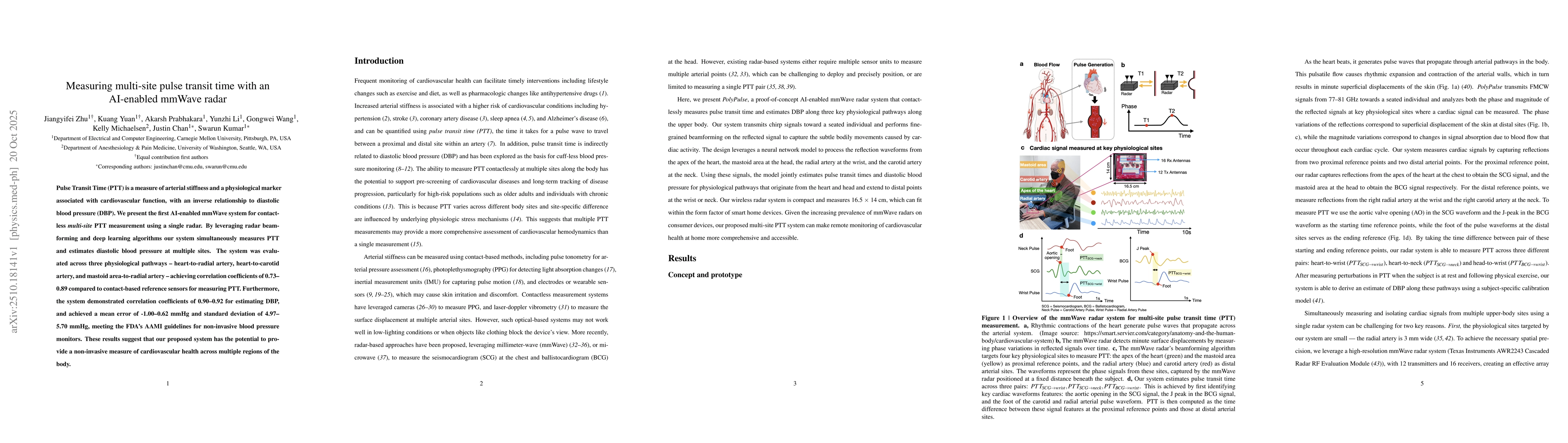 Thumbnail for Measuring multi-site pulse transit time with an AI-enabled mmWave radar
