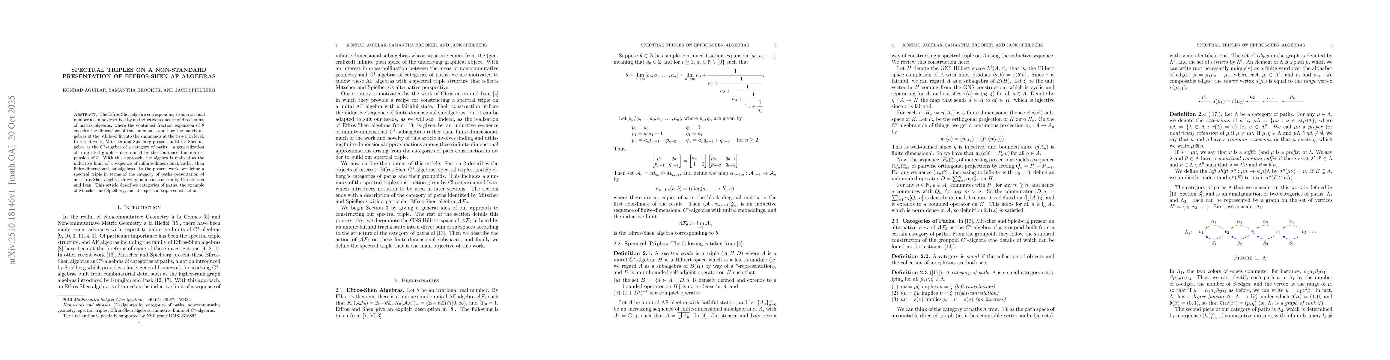 Thumbnail for Spectral Triples on a non-standard presentation of Effros-Shen AF
  algebras