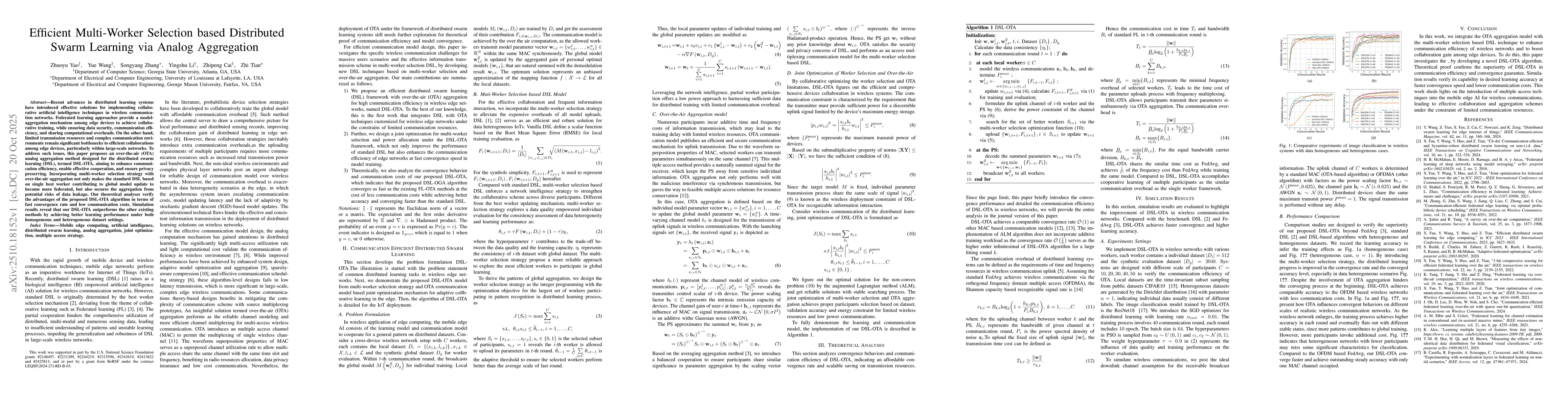 Thumbnail for Efficient Multi-Worker Selection based Distributed Swarm Learning via
  Analog Aggregation