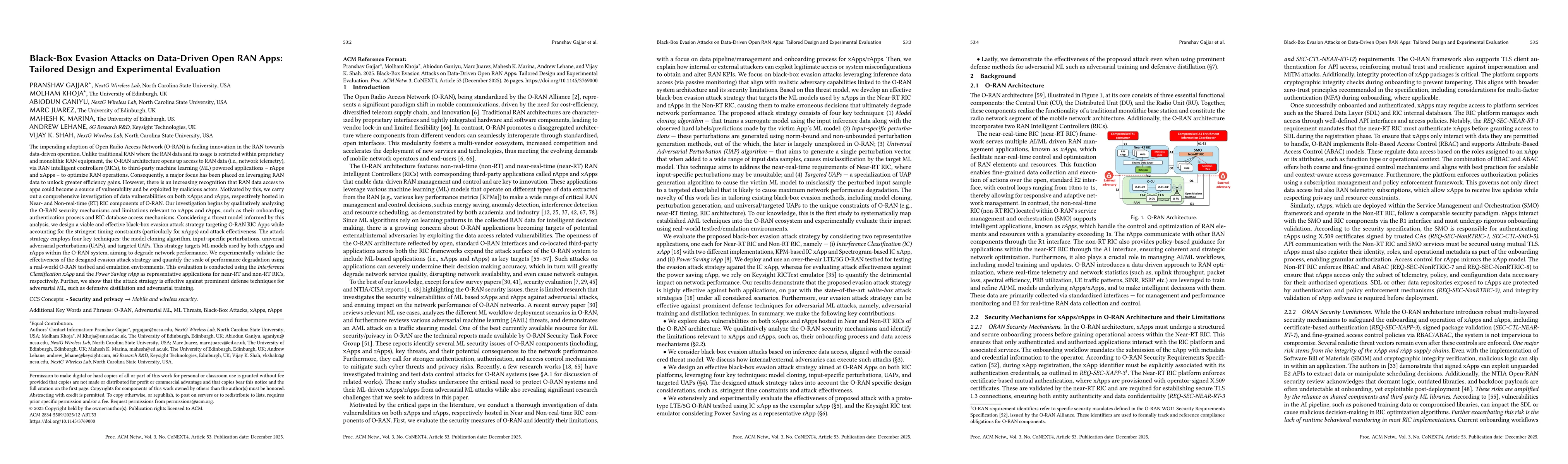 Thumbnail for Black-Box Evasion Attacks on Data-Driven Open RAN Apps: Tailored Design
  and Experimental Evaluation