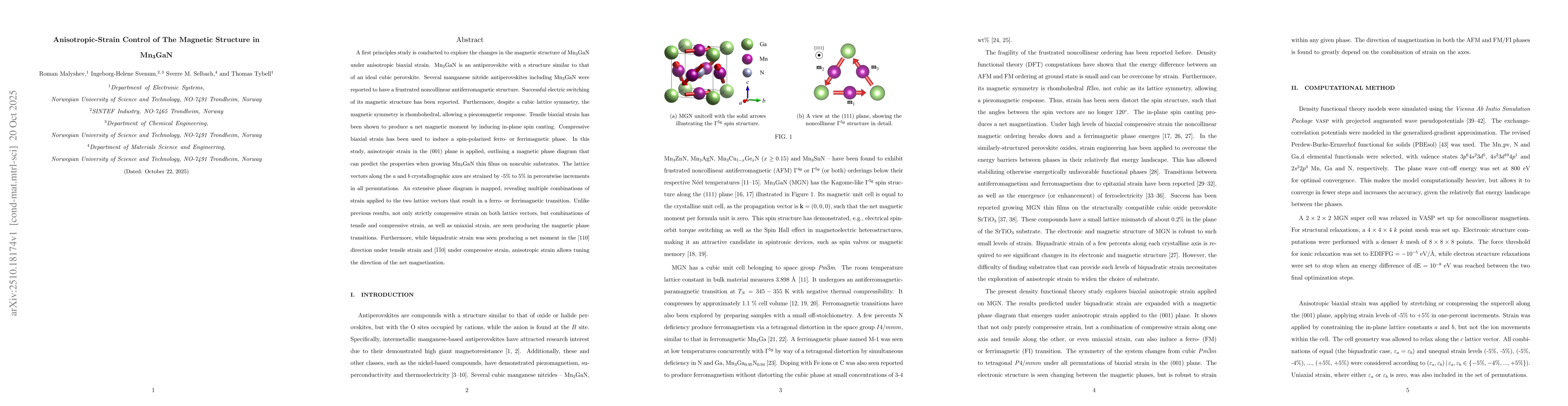 Thumbnail for Anisotropic-Strain Control of The Magnetic Structure in
  Mn\textsubscript{3}GaN