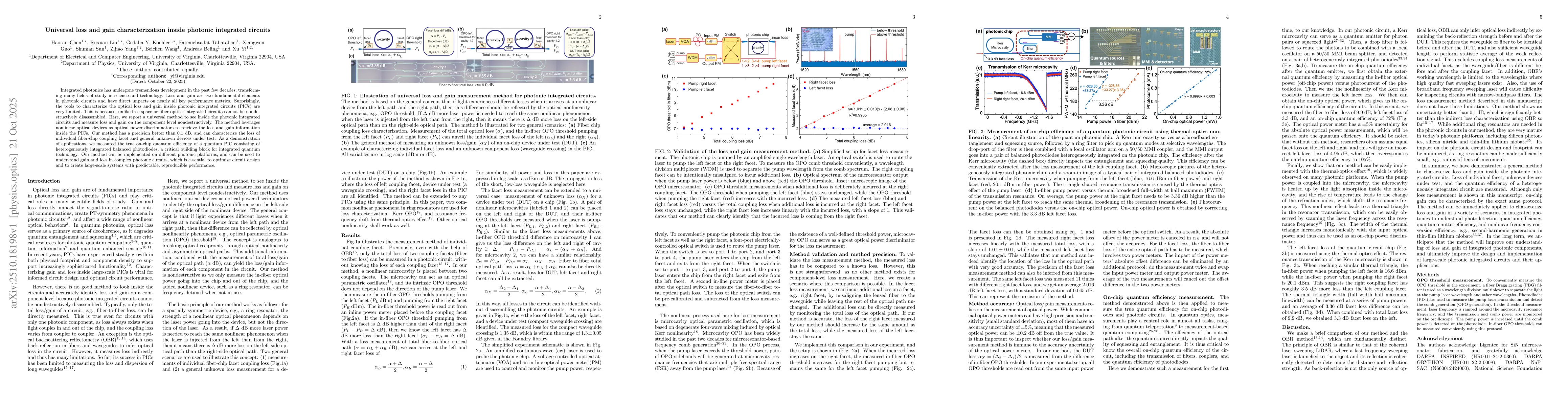 Thumbnail for Universal loss and gain characterization inside photonic integrated
  circuits