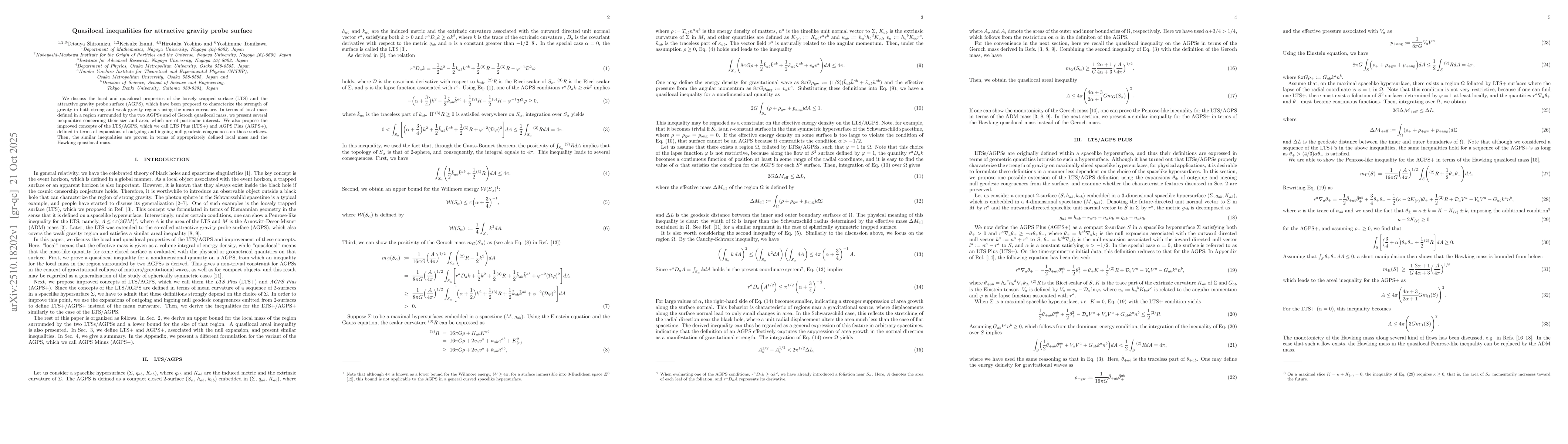 Thumbnail for Quasilocal inequalities for attractive gravity probe surface