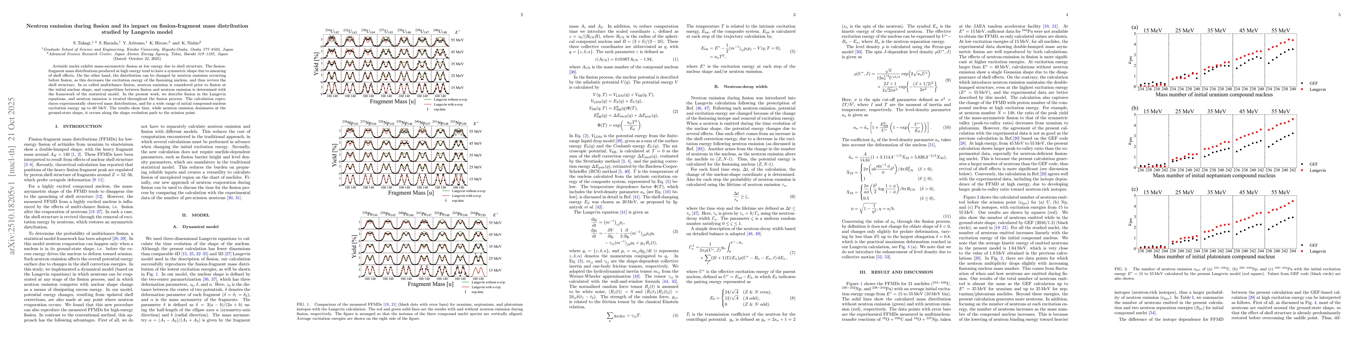 Thumbnail for Neutron emission during fission and its impact on fission-fragment mass
  distribution studied by Langevin model