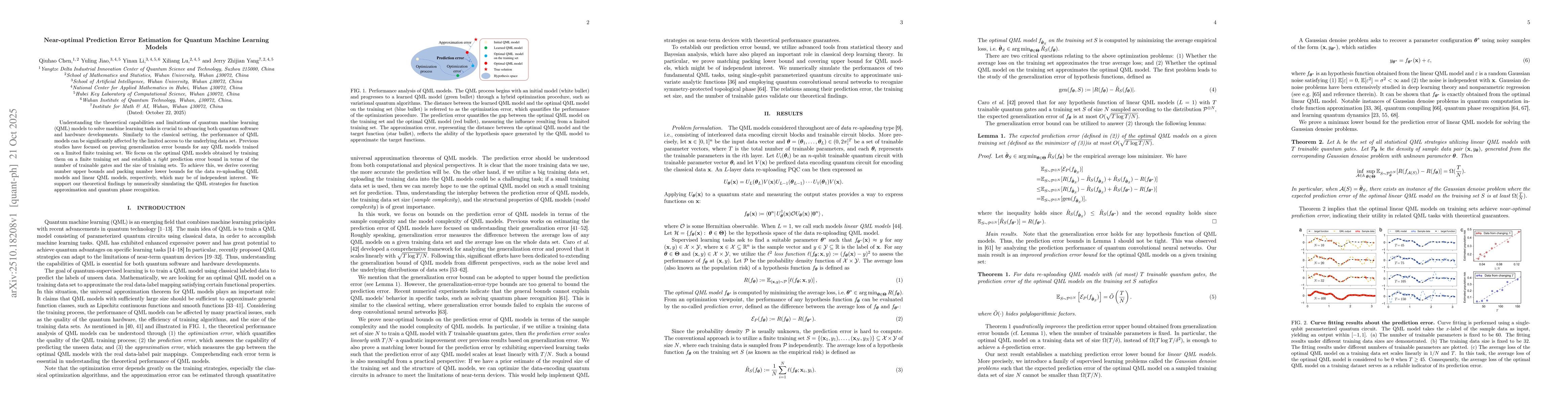 Thumbnail for Near-optimal Prediction Error Estimation for Quantum Machine Learning
  Models