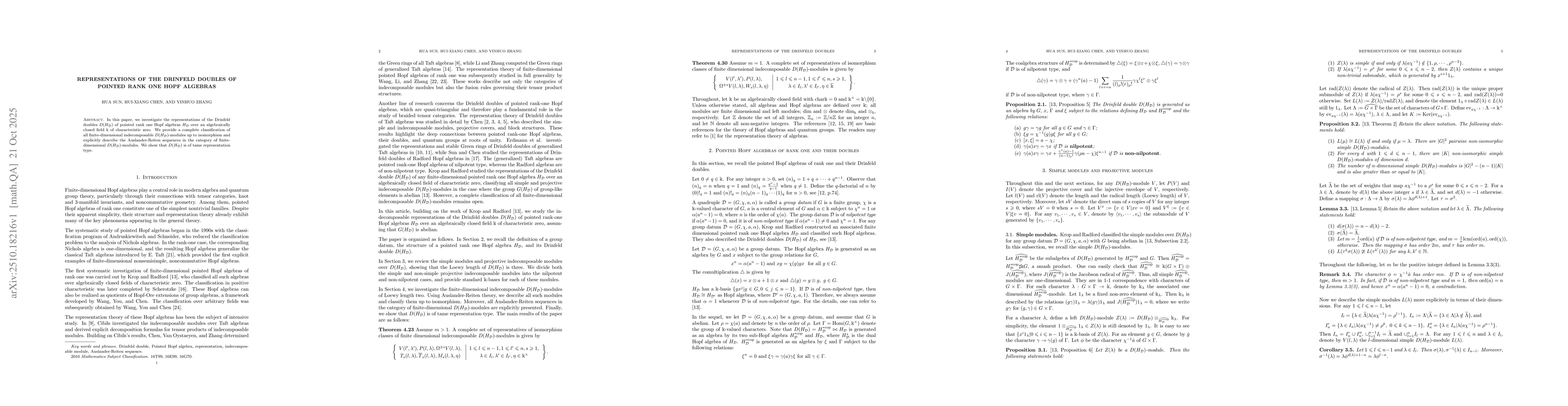 Thumbnail for Representations of the Drinfeld doubles of Pointed rank one Hopf
  algebras