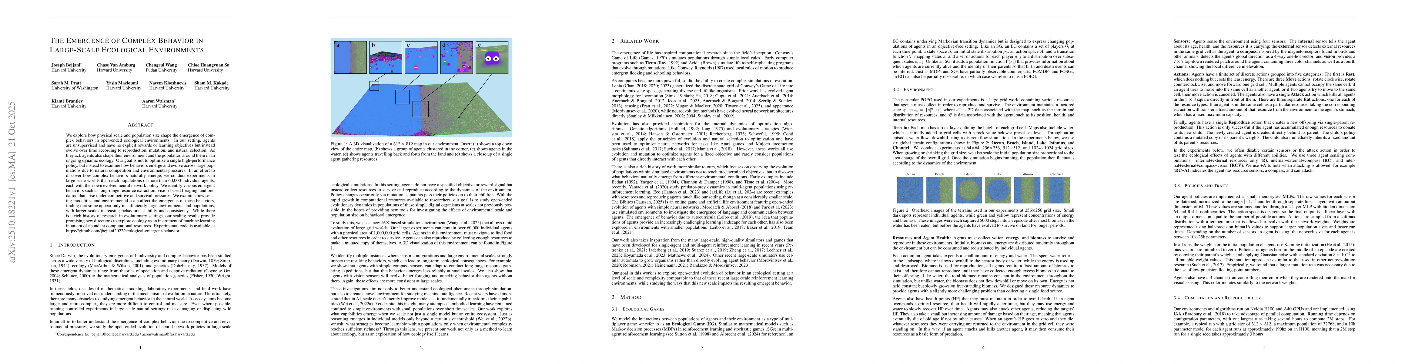 Thumbnail for The Emergence of Complex Behavior in Large-Scale Ecological Environments