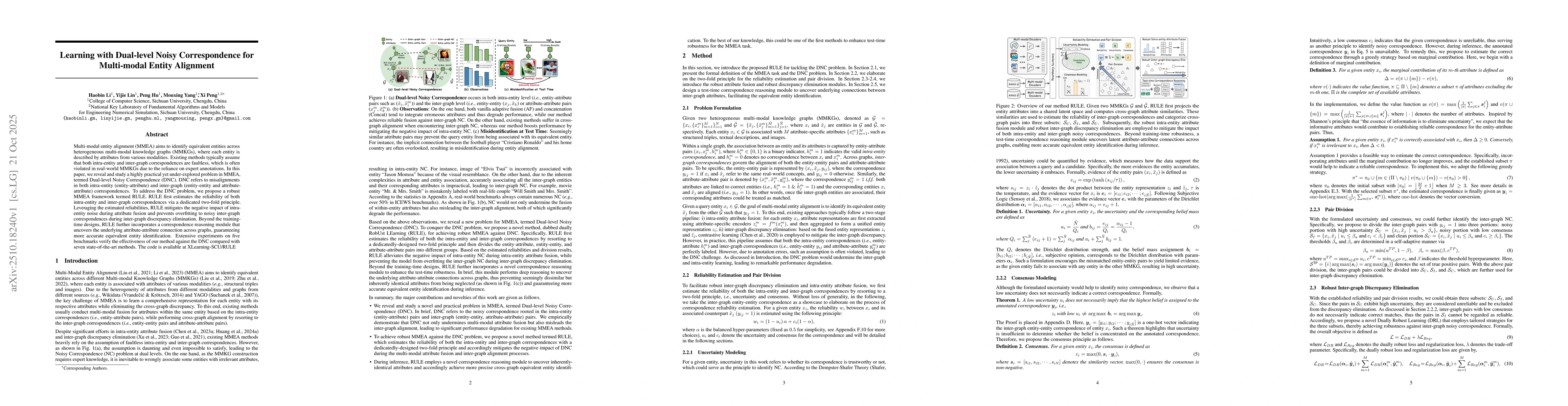 Thumbnail for Learning with Dual-level Noisy Correspondence for Multi-modal Entity
  Alignment