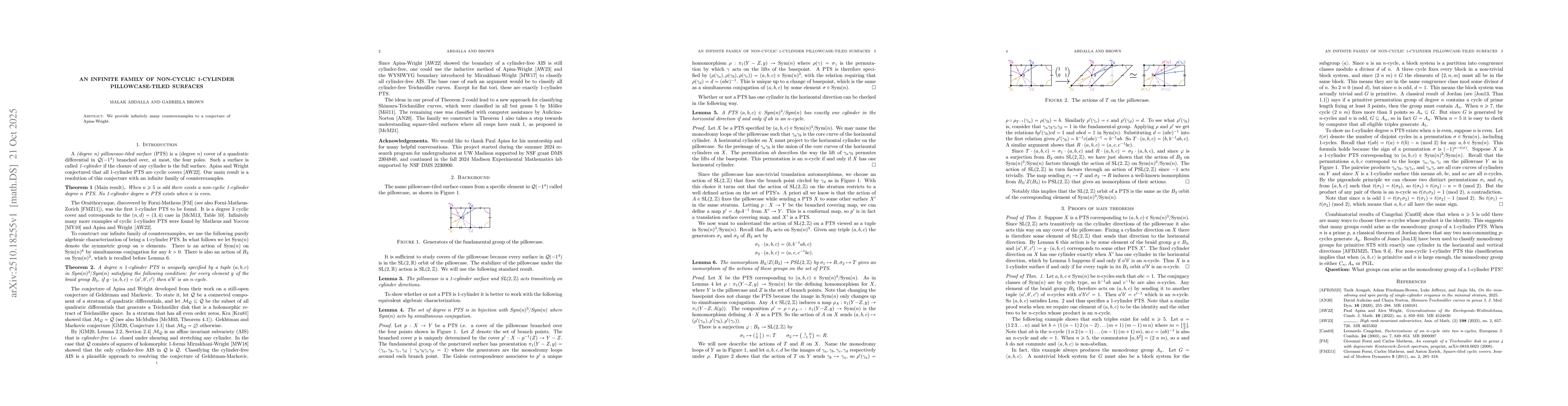 Thumbnail for An infinite family of non-cyclic 1-cylinder pillowcase-tiled surfaces