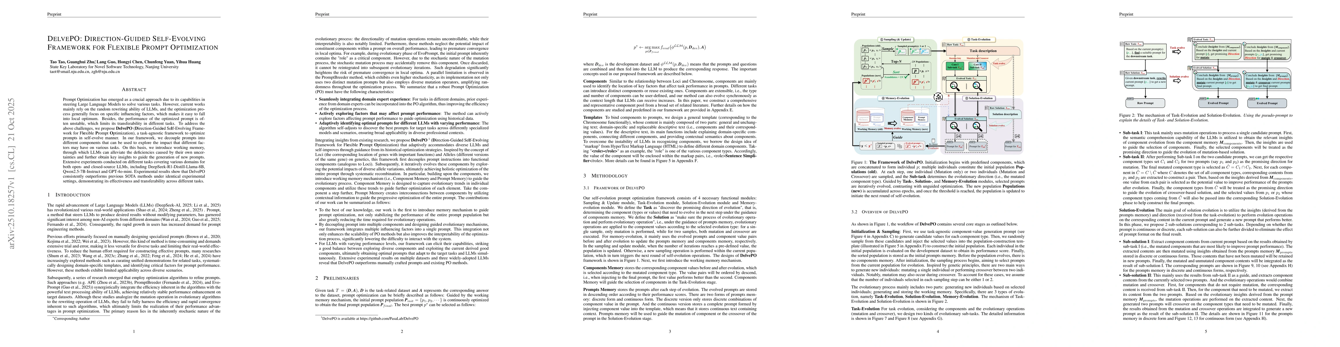 Thumbnail for DelvePO: Direction-Guided Self-Evolving Framework for Flexible Prompt
  Optimization