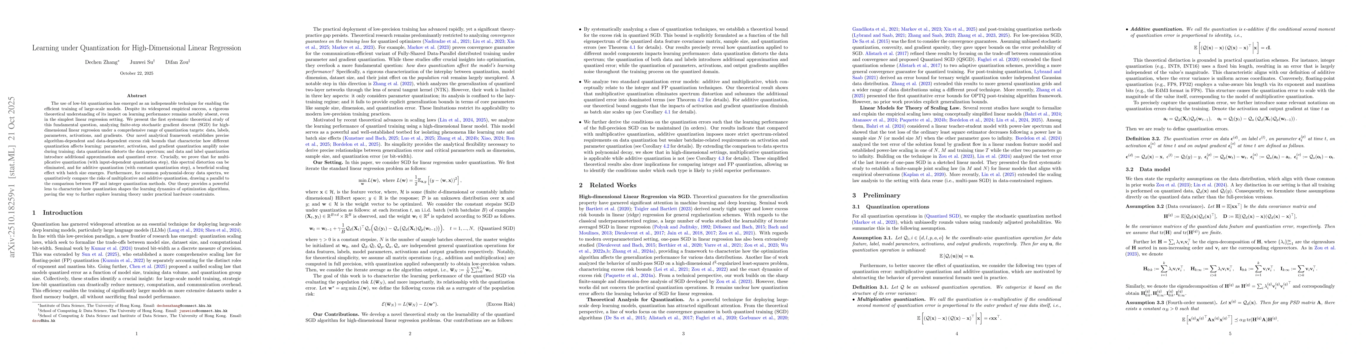 Thumbnail for Learning under Quantization for High-Dimensional Linear Regression