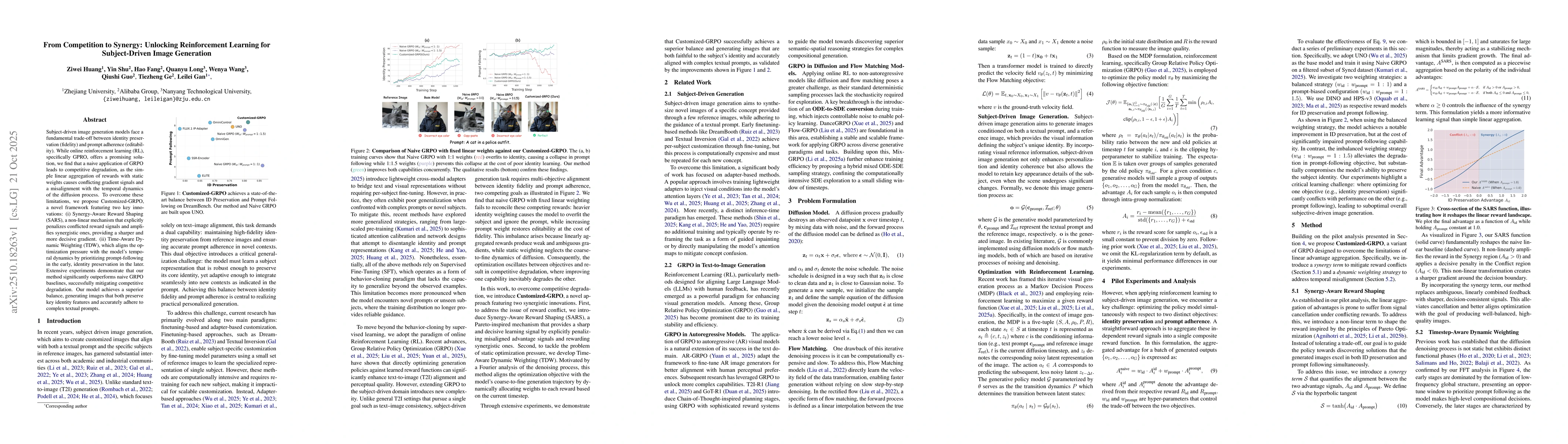 Thumbnail for From Competition to Synergy: Unlocking Reinforcement Learning for
  Subject-Driven Image Generation