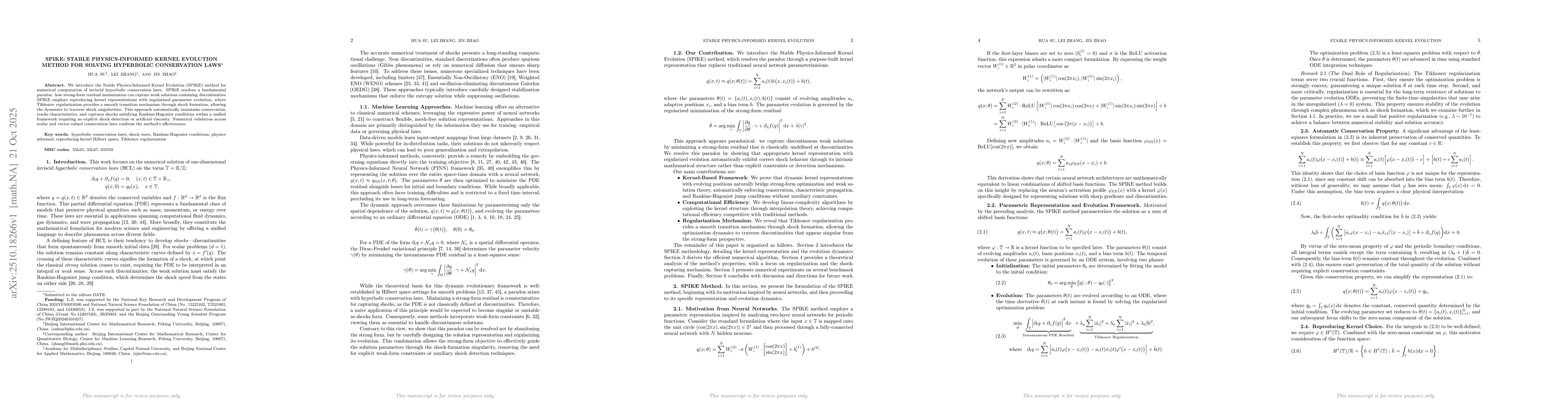 Thumbnail for SPIKE: Stable Physics-Informed Kernel Evolution Method for Solving
  Hyperbolic Conservation Laws