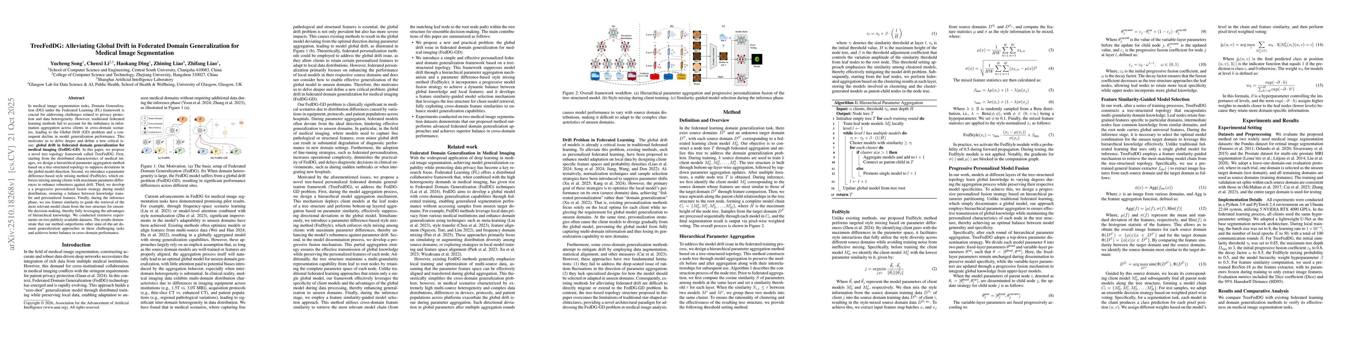 Thumbnail for TreeFedDG: Alleviating Global Drift in Federated Domain Generalization
  for Medical Image Segmentation