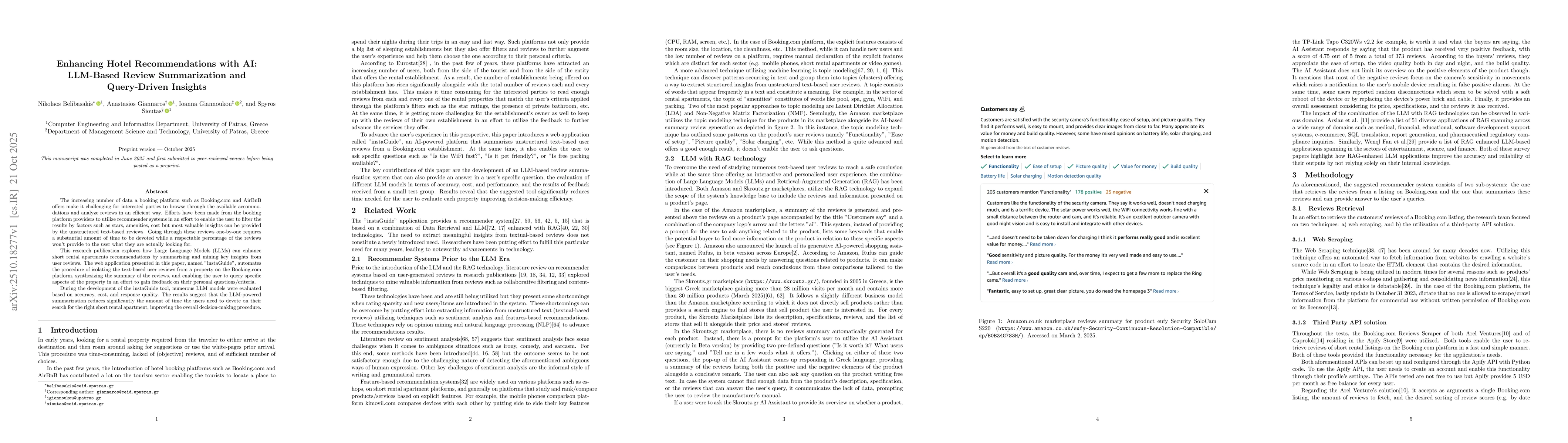 Thumbnail for Enhancing Hotel Recommendations with AI: LLM-Based Review Summarization
  and Query-Driven Insights