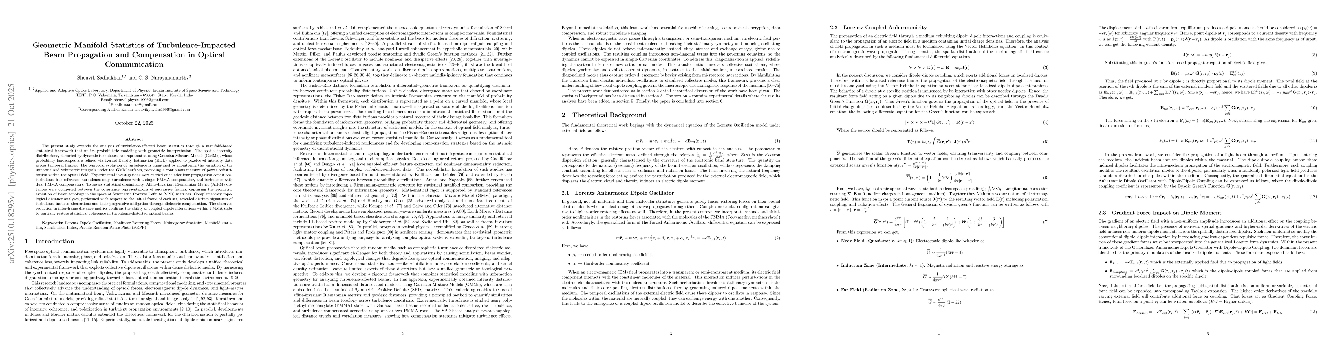 Thumbnail for Geometric Manifold Statistics of Turbulence-Impacted Beam Propagation
  and Compensation in Optical Communication