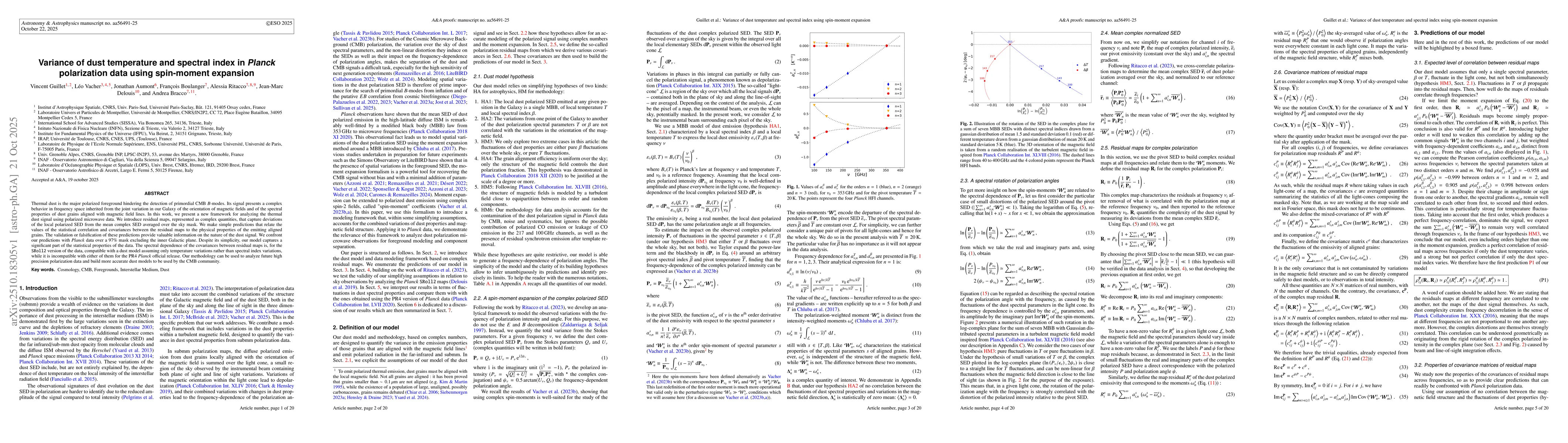 Thumbnail for Variance of dust temperature and spectral index in Planck polarization
  data using spin-moment expansion