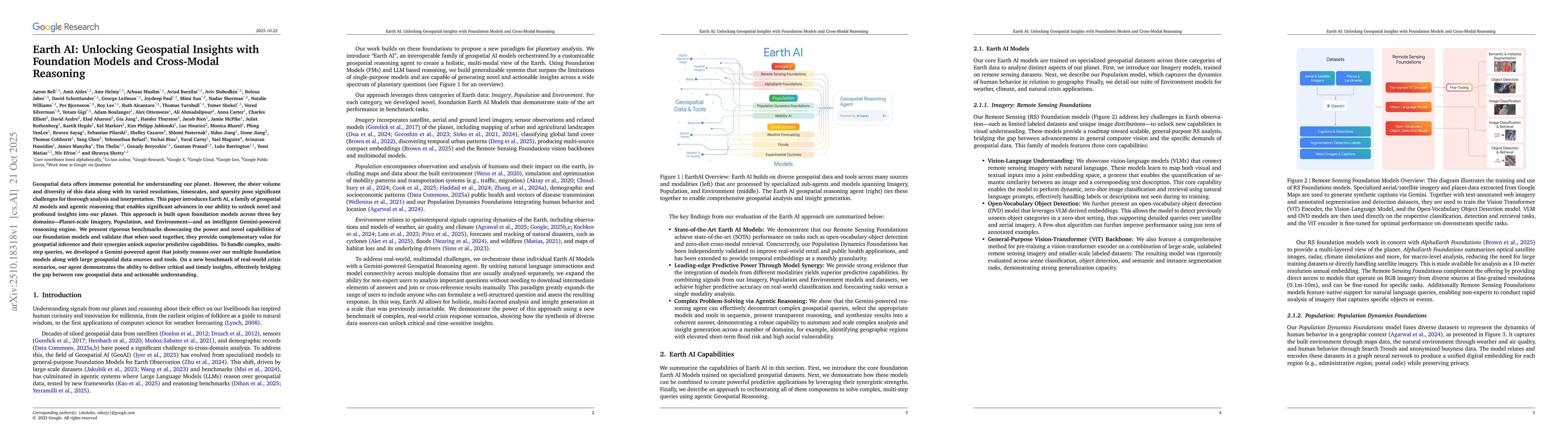 Thumbnail for Earth AI: Unlocking Geospatial Insights with Foundation Models and
  Cross-Modal Reasoning