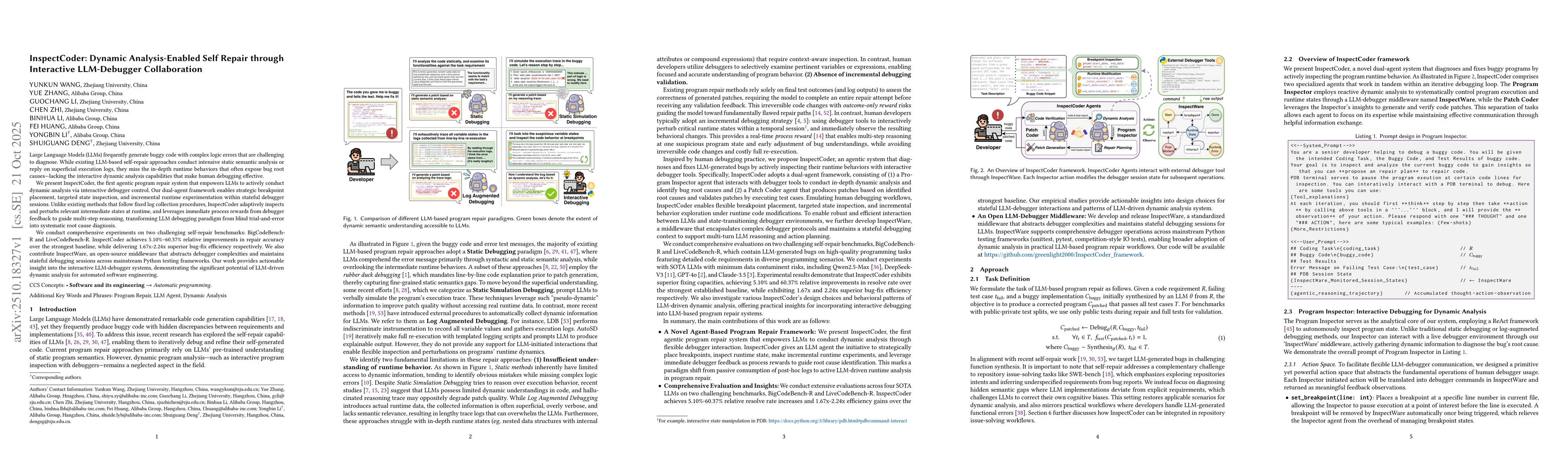 Thumbnail for InspectCoder: Dynamic Analysis-Enabled Self Repair through interactive
  LLM-Debugger Collaboration