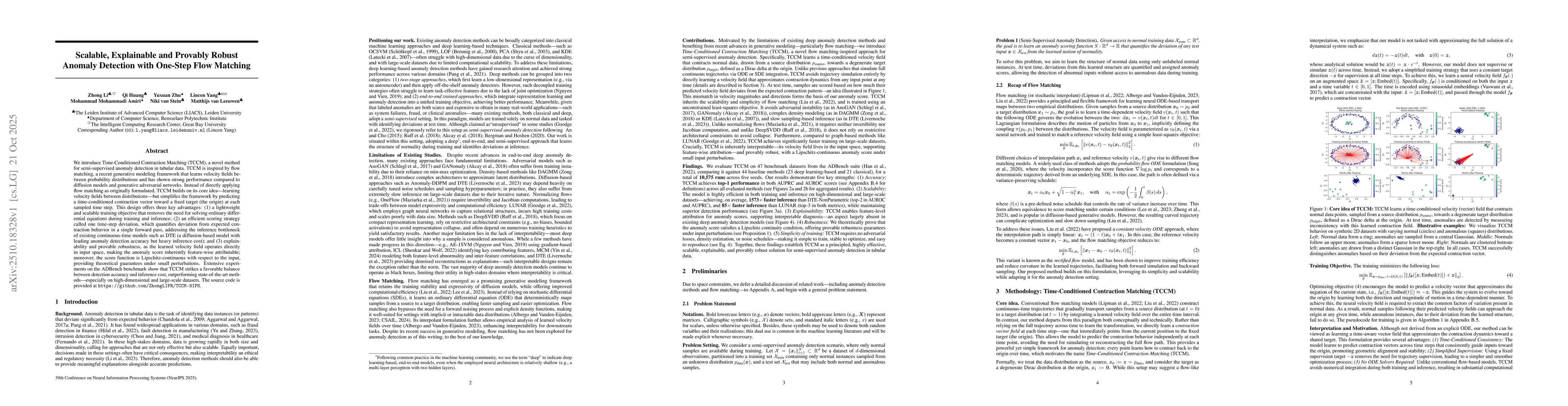 Thumbnail for Scalable, Explainable and Provably Robust Anomaly Detection with
  One-Step Flow Matching