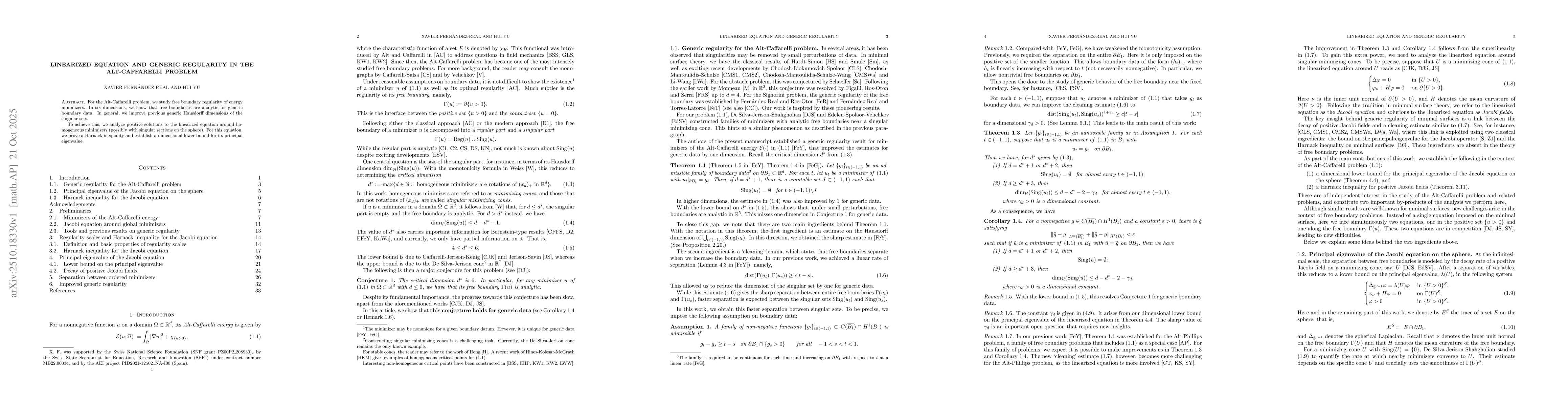Thumbnail for Linearized equation and generic regularity in the Alt-Caffarelli problem