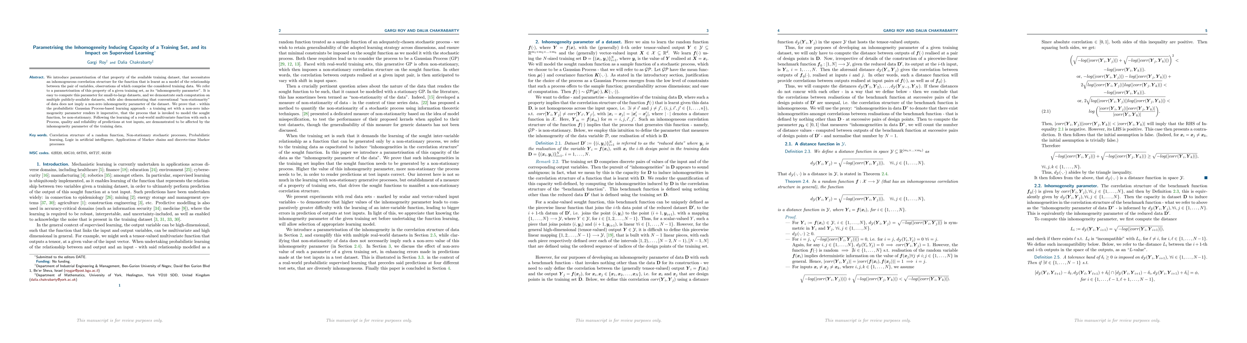 Thumbnail for Parametrising the Inhomogeneity Inducing Capacity of a Training Set, and
  its Impact on Supervised Learning