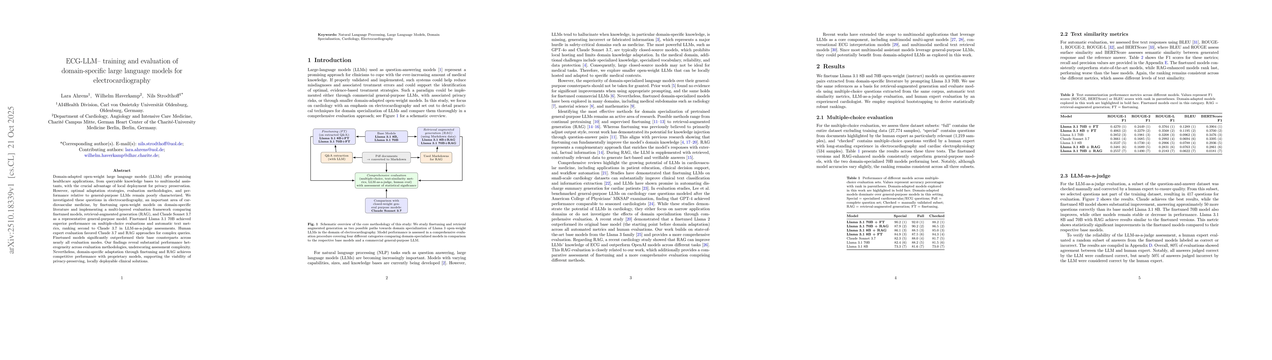 Thumbnail for ECG-LLM -- training and evaluation of domain-specific large language
  models for electrocardiography