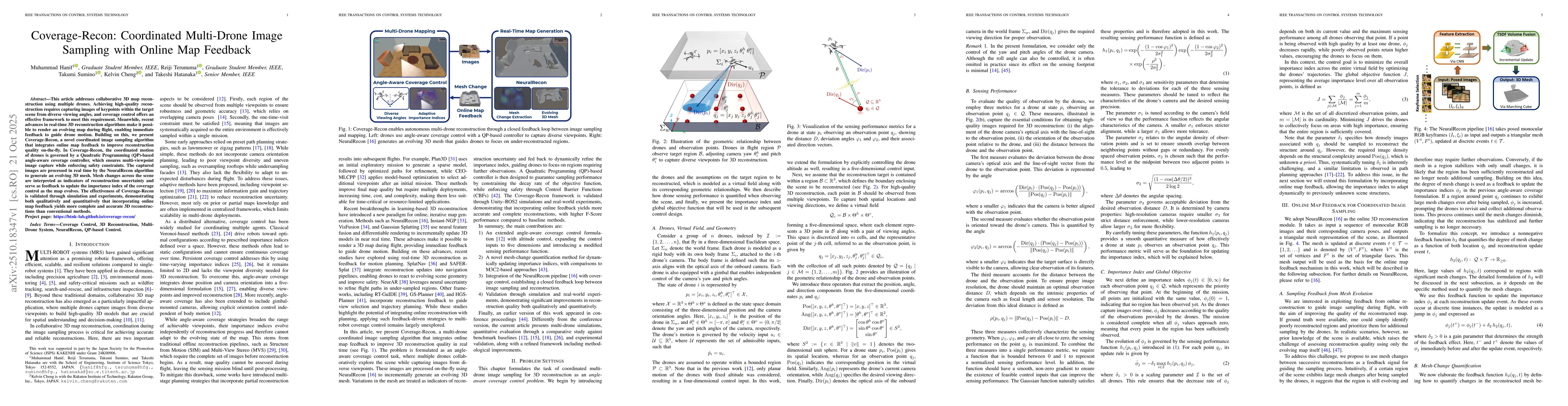 Thumbnail for Coverage-Recon: Coordinated Multi-Drone Image Sampling with Online Map
  Feedback