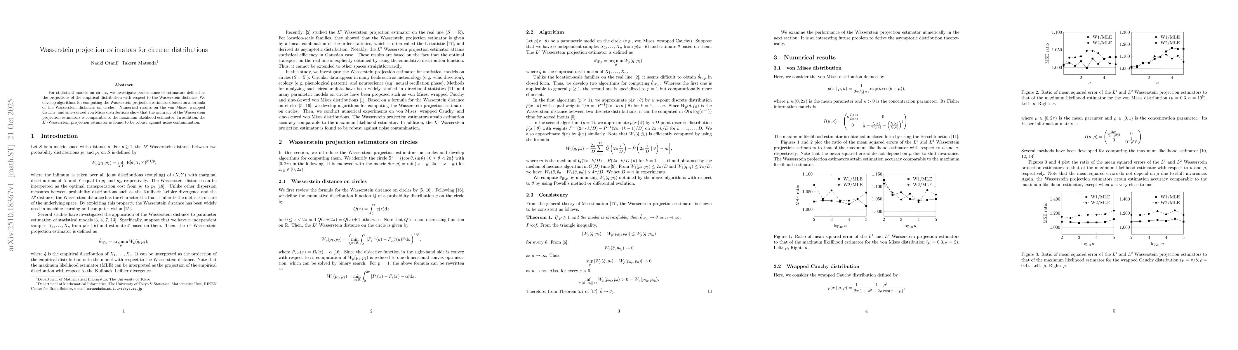 Thumbnail for Wasserstein projection estimators for circular distributions