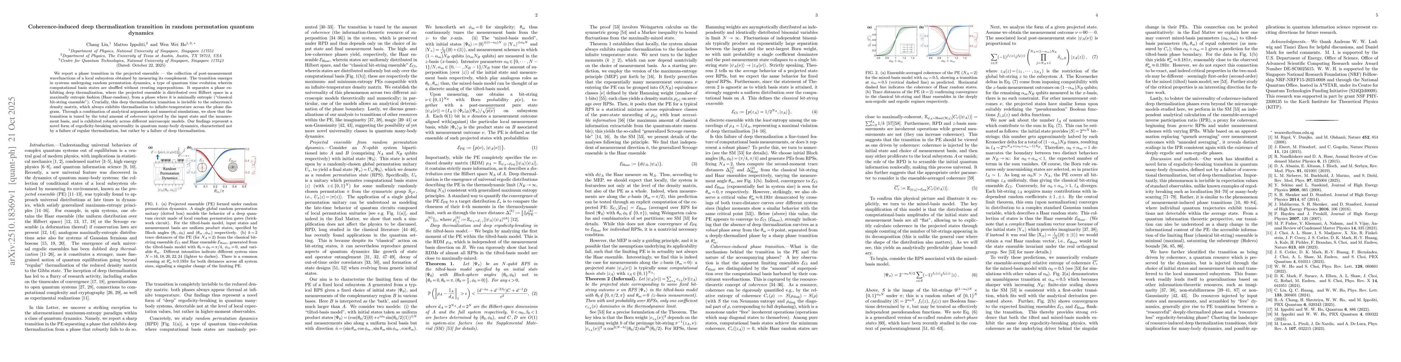 Thumbnail for Coherence-induced deep thermalization transition in random permutation
  quantum dynamics